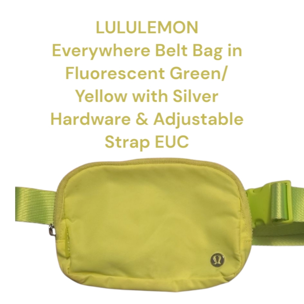 Lululemon Everywhere Belt Bag  Fluorescent Green/Yellow Adjustable Strap EUC